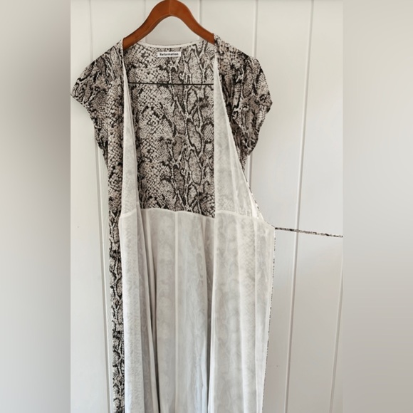 Reformation Snake Skin Wrap Tie Midi Dress Women Medium Animal Print Viscose - Picture 9 of 11